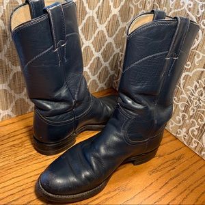 Vintage Justin Roper Blue Leather Boots 5.5